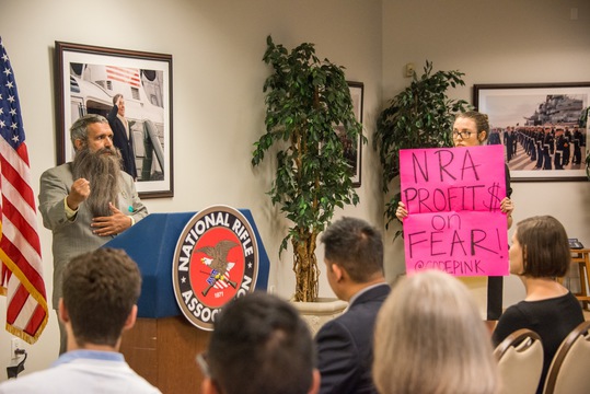 Share the Safety Press Conference - CODE Pink protestor